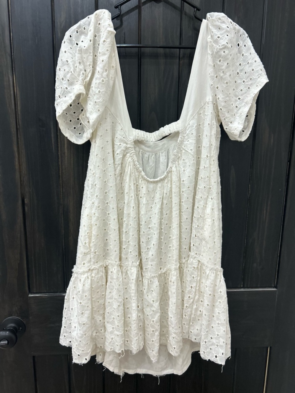 Free People Janie Eyelet Mini Dress boho oversized peasant summer feminine bride - Picture 4 of 9
